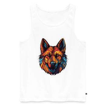 German Shepherd Dog Portrait - Men's Premium Organic Tank Top - white - Front - AI Model Male 178 light (178cm)