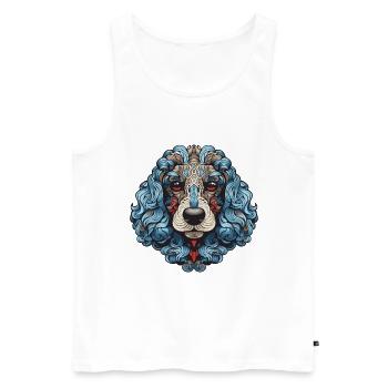 Portrait de chien caniche - Débardeur bio Premium Homme - blanc - Devant - AI Model Male 178 light (178cm)