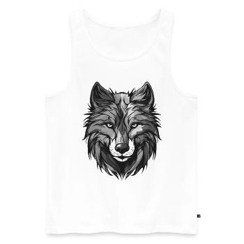 Portrait de loup Animal - Débardeur bio Premium Homme - blanc - Devant - Michal (187cm)