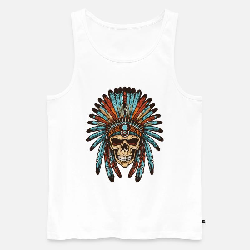 Apache Indianer Totenkopf - Männer Premium Bio Tank Top - Weiß