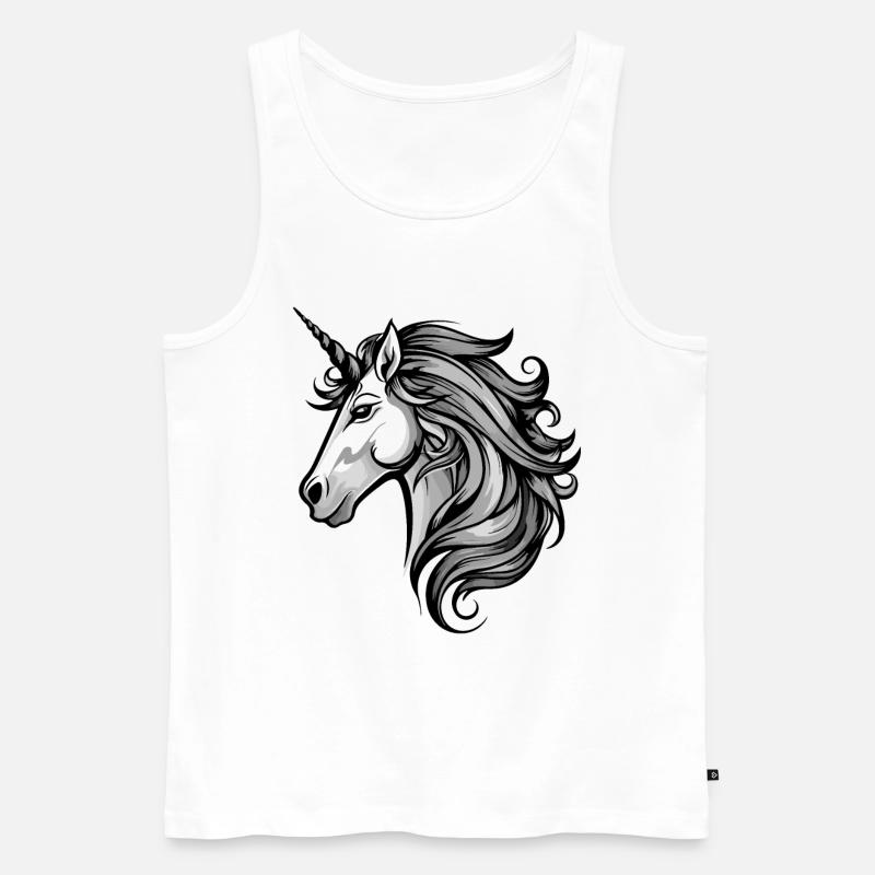 Einhorn Kopf - Männer Premium Bio Tank Top - Weiß