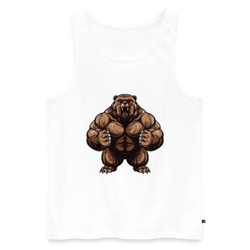 Ours Grizzly Beast Musculation Muscles - Débardeur bio Premium Homme - blanc - Devant - Michal (187cm)
