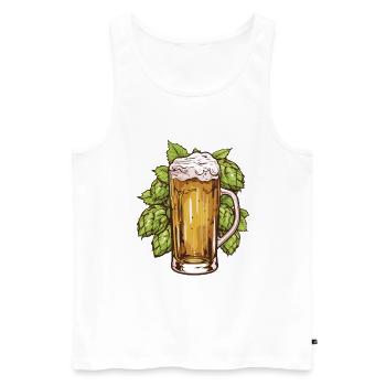 Beer glass, hops, malt, beer - Men's Premium Organic Tank Top - white - Front - AI Model Male 178 light (178cm)