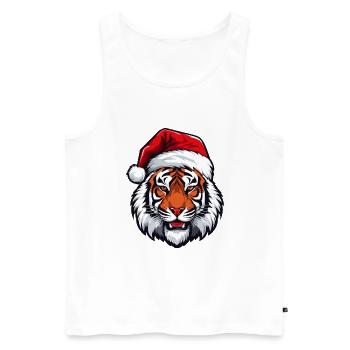 Portrait de tigre Noël - Débardeur bio Premium Homme - blanc - Devant - Michal (187cm)