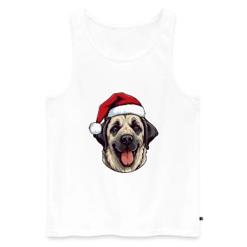 Kangal Chien Portrait Noël - Débardeur bio Premium Homme - blanc - Devant - Michal (187cm)