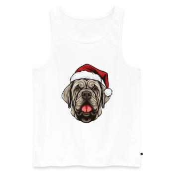 Mastiff Chien Portrait Noël - Débardeur bio Premium Homme - blanc - Devant - Michal (187cm)