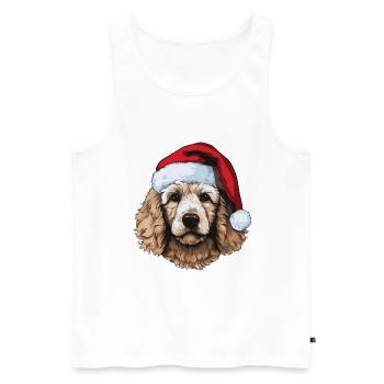 Poodle Dog Portrait Christmas - Men's Premium Organic Tank Top - white - Front - Michal (187cm)