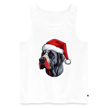 Great Dane Dog Head Christmas Portrait - Men's Premium Organic Tank Top - white - Front - Michal (187cm)