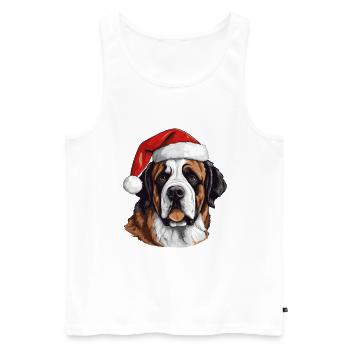 Portrait de Noël tête de chien Saint Bernand - Débardeur bio Premium Homme - blanc - Devant - Michal (187cm)