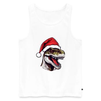 Dinosaur Head Christmas Portrait - Men's Premium Organic Tank Top - white - Front - AI Model Male 178 light (178cm)