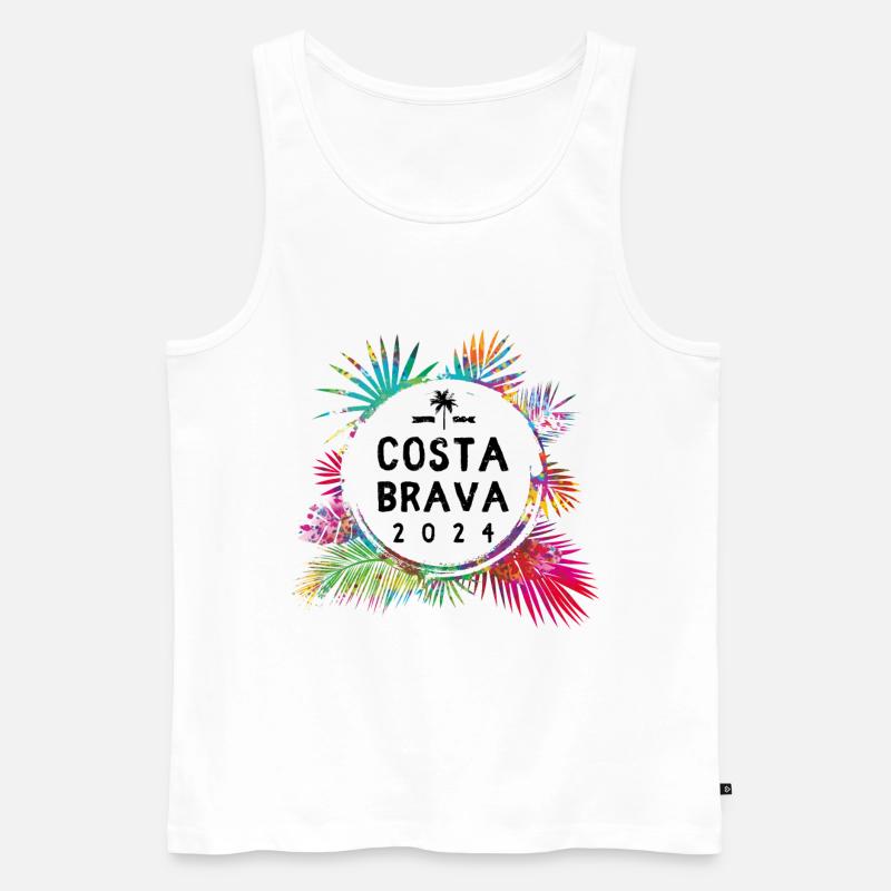 Costa Brava 2024 Bunt - Männer Premium Bio Tank Top - Weiß