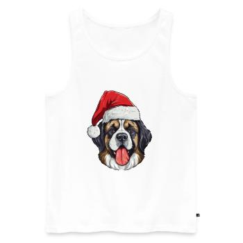 Saint Bernand Dog Christmas Funny Xmas - Men's Premium Organic Tank Top - white - Front - Michal (187cm)