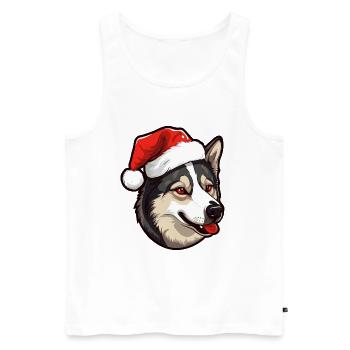 Akita chien Noël drôle Noël - Débardeur bio Premium Homme - blanc - Devant - Michal (187cm)