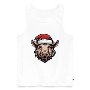 Sanglier Noël Animal Drôle Noël - Débardeur bio Premium Homme - blanc - Devant - Michal (187cm)