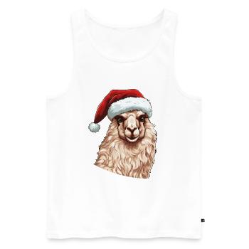 Alpaka Weihnachten Porträt Llama Xmas - Männer Premium Bio Tank Top - Weiß - Vorne - Michal (187cm)