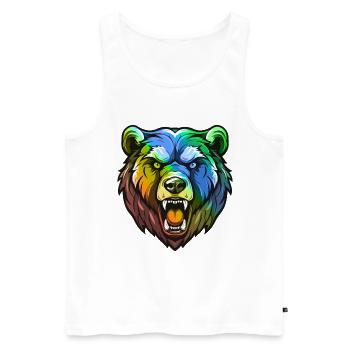 Bear Head Colorful - Men's Premium Organic Tank Top - white - Front - AI Model Male 178 light (178cm)