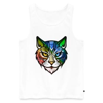 Tête de chat colorée - Débardeur bio Premium Homme - blanc - Devant - Michal (187cm)