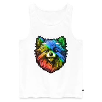 Pomeranian Dog Head Colorful - Men's Premium Organic Tank Top - white - Front - Michal (187cm)