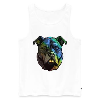 Staffordshire Bull Terrier Dog Head Colorful - Men's Premium Organic Tank Top - white - Front - Michal (187cm)