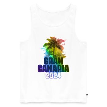 Gran Canaria 2024 Holiday Palm Trees Colorful - Men's Premium Organic Tank Top - white - Front - Michal (187cm)