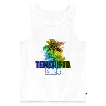 Tenerife 2024 Vacances Palmiers Colorés - Débardeur bio Premium Homme - blanc - Devant - Michal (187cm)