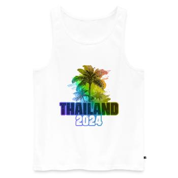 Thaïlande 2024 Vacances Palmiers Multicolores - Débardeur bio Premium Homme - blanc - Devant - Michal (187cm)