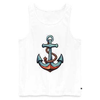 Port d’ancrage - Débardeur bio Premium Homme - blanc - Devant - Michal (187cm)