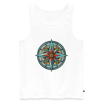 Kompass Wegweiser Travel - Männer Premium Bio Tank Top - Weiß - Vorne - AI Model Male 178 light (178cm)