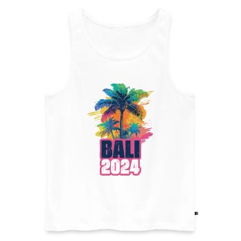 Bali 2024 Holiday Palm Blob - Men's Premium Organic Tank Top - white - Front - Michal (187cm)
