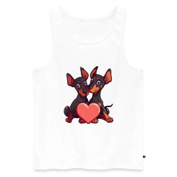Dobermann Hund Paar Verliebt Tier - Männer Premium Bio Tank Top - Weiß - Vorne - Michal (187cm)