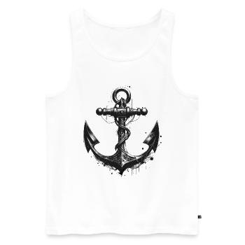 Vintage Monochrome ancre déclaration T-Shirt - Débardeur bio Premium Homme - blanc - Devant - Michal (187cm)