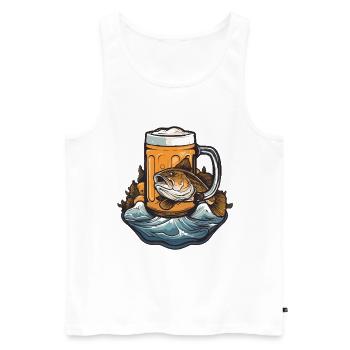 Bière de pêche - Débardeur bio Premium Homme - blanc - Devant - Michal (187cm)