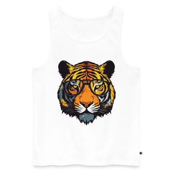 Tiger Kopf Porträt Cool - Männer Premium Bio Tank Top - Weiß - Vorne - Michal (187cm)