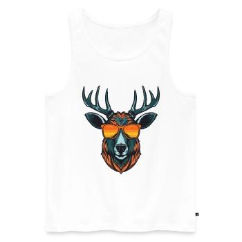 Deer Head Portrait Cool - Men's Premium Organic Tank Top - white - Front - Michal (187cm)