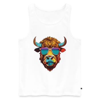 Bull Head Portrait Cool Taurus - Men's Premium Organic Tank Top - white - Front - AI Model Male 178 light (178cm)