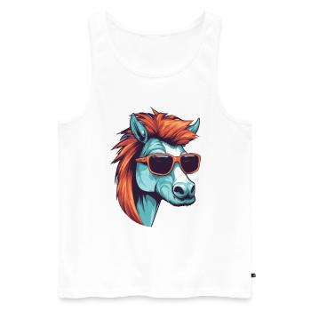 Pferd Kopf Porträt Cool - Männer Premium Bio Tank Top - Weiß - Vorne - AI Model Male 178 light (178cm)