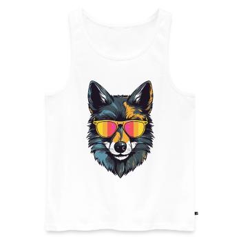 Portrait de tête de loup Cool - Débardeur bio Premium Homme - blanc - Devant - Michal (187cm)