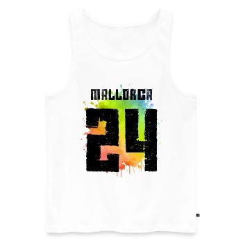 Mallorca 24 Trikot 2024 - Männer Premium Bio Tank Top - Weiß - Vorne - AI Model Male 178 light (178cm)