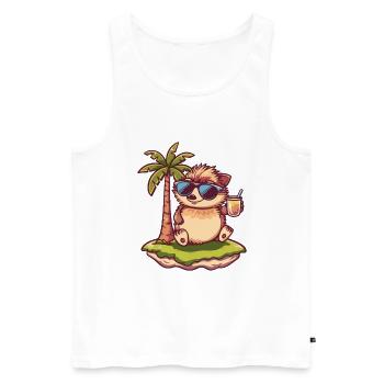 Hedgehog Summer Beach Holiday - Men's Premium Organic Tank Top - white - Front - AI Model Male 178 light (178cm)