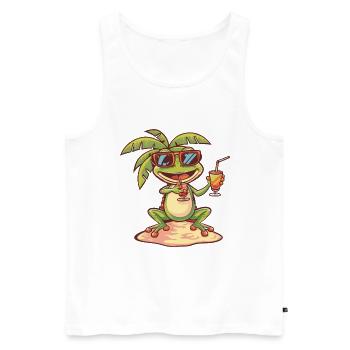 Frog Summer Beach Vacation - Men's Premium Organic Tank Top - white - Front - AI Model Male 178 light (178cm)