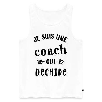 Je suis une coach qui déchire - Débardeur bio Premium Homme - blanc - Devant - Michal (187cm)