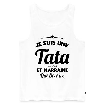 Je Suis Une Tata et Marraine Qui Déchire - Débardeur bio Premium Homme - blanc - Devant - Michal (187cm)