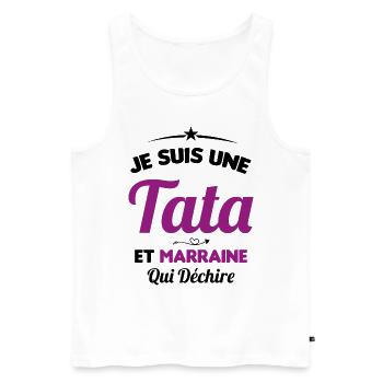 Je Suis Une Tata et Marraine Qui Déchire - Débardeur bio Premium Homme - blanc - Devant - Michal (187cm)
