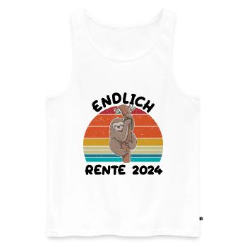 Endlich Rente 2024 - Ruhestand Lustiges Faultier - Männer Premium Bio Tank Top - Weiß - Vorne - Michal (187cm)