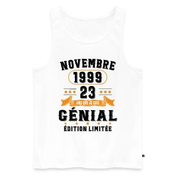 23 Ans Anniversaire Vintage Né(e) en Novembre 1999 - Débardeur bio Premium Homme - blanc - Devant - Michal (187cm)