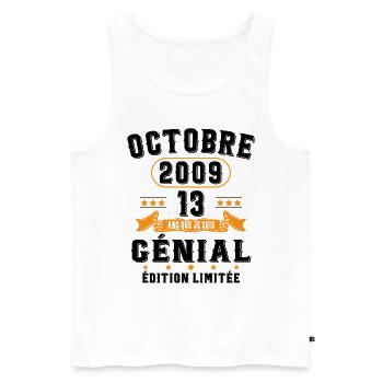 13 Ans Anniversaire Vintage En Octobre 2009 - Débardeur bio Premium Homme - blanc - Devant - Michal (187cm)