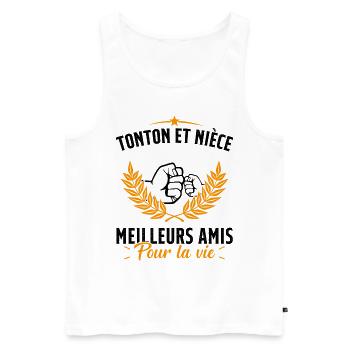 Tonton et Nièce Meilleurs amis pour la vie Cadeau - Débardeur bio Premium Homme - blanc - Devant - Michal (187cm)