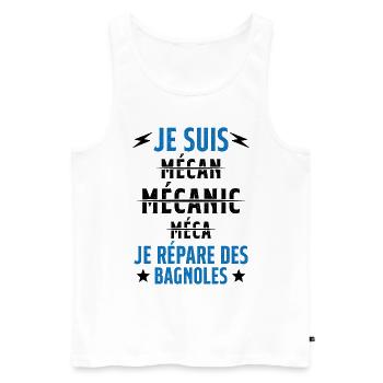 Je suis un Super Mecanicien - idée cadeau - Débardeur bio Premium Homme - blanc - Devant - Michal (187cm)