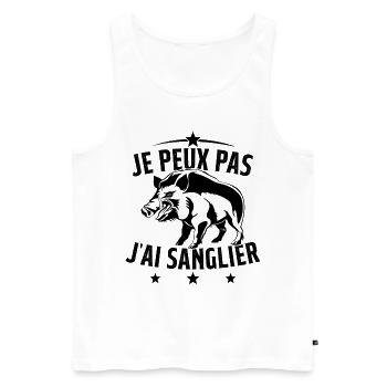 Je Peux Pas J'ai Sanglier Cadeau Chasseur - Débardeur bio Premium Homme - blanc - Devant - Michal (187cm)