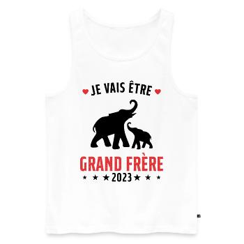 Je Vais Être Grand Frère en 2023 - Débardeur bio Premium Homme - blanc - Devant - Michal (187cm)
